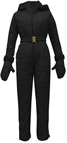 LOIJMK Snowboarddräkt kvinnor: Skidoverall, skidoverall, overall, varm, vinter, täckoverall, snödräkt, skidåkning, set, utomhus, skidoverall, med huva, skidkläder, skiddräkt, svart, L