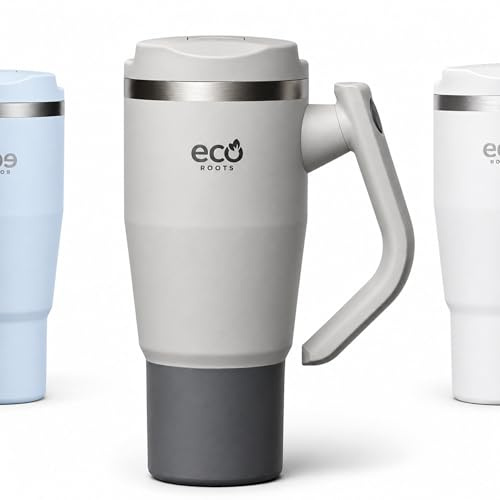 ECOROOTS Rocket – Botella Térmica 2 en 1 I 940 ml | Caliente + 12h / Fría + 24h | Acero Inoxi. Sin BPA | Tapa con Pajita Antifugas + Asa Giratoria 180º | Botella Deporte, Oficina y Viaje (GRIS NASA)