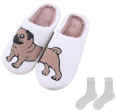 RICOKJRDE Pantuflas Doxie, Cómodas Pantuflas De Perro Salchicha Para Mujeres Y Hombres, Pantuflas De Felpa Suave Con Suelas Antideslizantes (A,38-39)