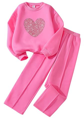 SoLu DAY8 Kids Tracksuit Set Girls Long Sleeve Crop Top Pullover Sweatshirt and Trousers Clothing Sets for Girls Trendy Spring Winter Cute School Casual Jogging Sport Streetwear 5-12 Years