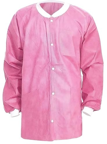 CoverallsDirect SunLite Ultra 3800 Series Premium Disposable Lab Jackets, Pockets, Knit Collar & Cuffs, Hip Length, 10 Pack (Raspberry, XS)