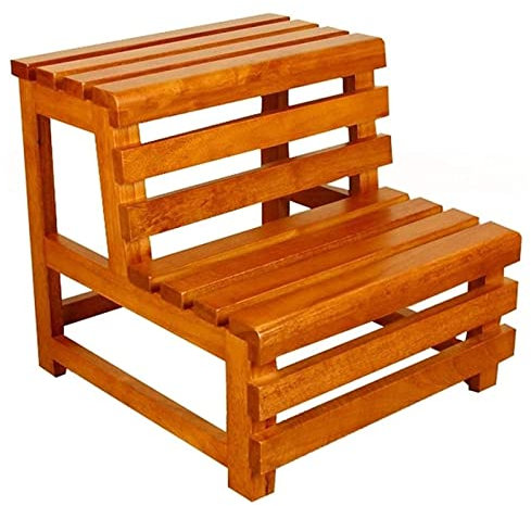 Folding Wooden Stool with 2 Ladder Steps for Indoor Use Portable Non Slip and Sturdy Step Chair for Bathtub Shoe Changing and Storage Widened Pedal for Comfortable Climbing
