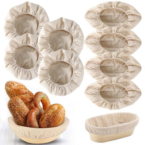 8 Pcs Bread Proofing Basket Liner, Dough Rising Bags Bread Making Proving Baskets Cover Sourdough Cloth for Professional Home Bakers 25 CM Oval Round