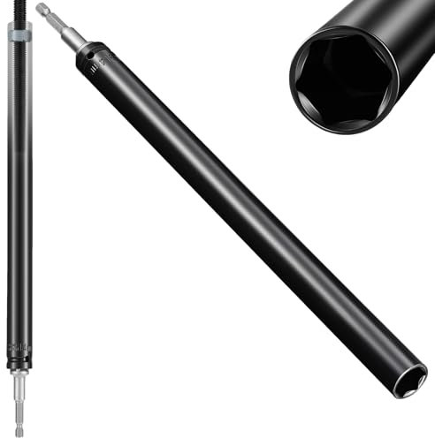 Blulu 9/16(14mm) Power Nut Driver, Nut Runner Hollow Socket with 1/4 Hex Shank, Fit Long Bolts and Ductwork for Overhead Fastening Applications Operations(2 Packs,10 Inch)