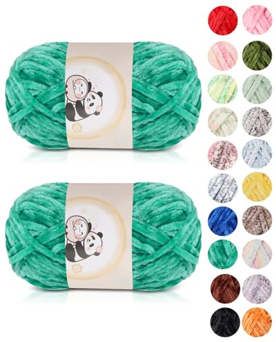 Aeelike 200 g varmt chenille-stickgarn för virkning, fluffig tjock ull för handstickning, sammet babyull för stickning, mjuk plyschull för amigurumis babyfilt, smaragdgrön