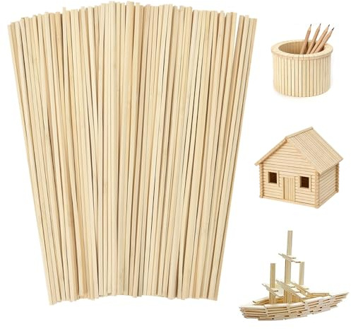 UHETLET 200 PCS Palitos para Algodón de Azúcar 300x4mm, Palillos de Madera Cuadrados para Manualidades, Palitos de Bambú Cuadrados, Palos para Algodón de Azúcar, DIY Manualidades, Proyectos de Arte