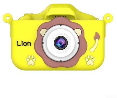 Fotocamera digitale impermeabile per bambini, 1080p HD con doppio obiettivo da 20 MP, scheda da 32 GB, design antiurto e sicuro per i bambini, per divertimento all'aperto, rosa (giallo)