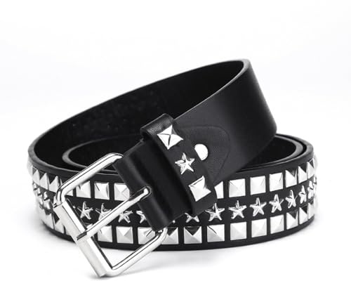 Cintura con Rivetto Proiettile in Pelle PU,Cintura per Borchie da Donna,Cinturas Rivetto di Roccia,Accessori di Abbigliamento Gotici a Forma di Stella,per Jeans,Abbigliamento Rock,Gonne Punk