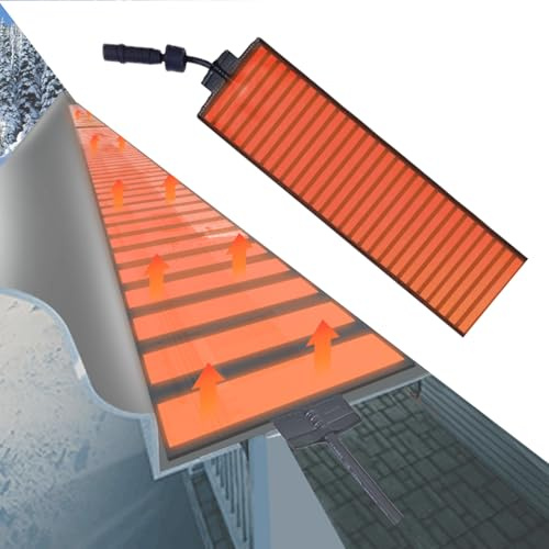 Roof Gutter Heater, Ice Dam Prevention System, Self-Regulating Heating Cable, Aluminum Panels, Freeze Protection for Gutters & Valleys, 4.7x118.1 Heater Solution