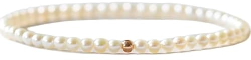 LKBEADS 3 mm naturlig sötvattenspärla | slät midja rund sten | krämfärgad sten | Energielastiskt armband | helande armband | handgjorda smycken | LK_WOSB_00829