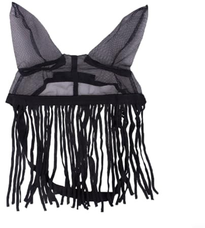 Protezione antimosche per cavalli con frange traspirante coperta per cavalli zanzariera regolabile per equitazione stalla salice nero (L)