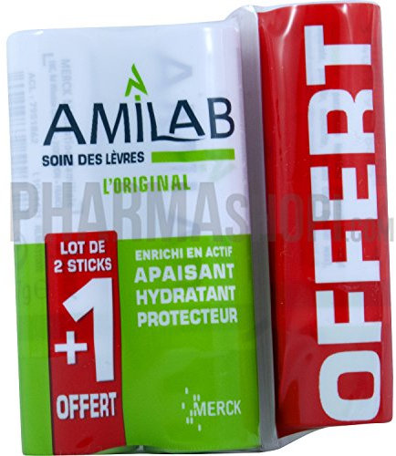 MERCK AMILAB LOT 2 STICKS LEVRES + 1 OFFERT, Hydratant