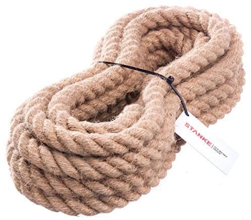 Seilwerk STANKE Corde de Jute Fibres Naturelles enroulées gréement la rambarde de sécurité 6mm 5m