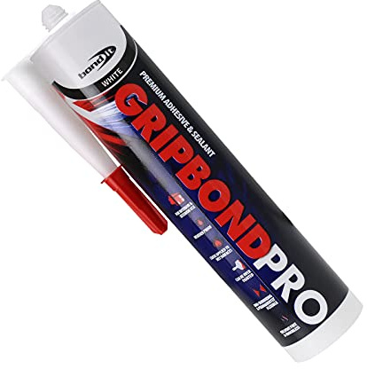 1 x White GB Pro Builders Silicone Adhesive & Sealant - Super Strong Glass Wood UPVC Steel Silicone free sealent