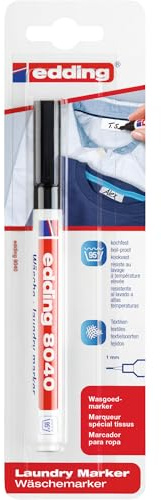 Edding 8040 Marqueur spécial tissu - noir - 1 stylo - pointe ronde de 1 mm - feutre textile lavable en machine (95 °C) pour écrire sur les vêtements - marqueur textile