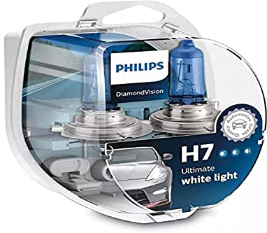Philips Diamond Vision 5000K H7 Auto-Scheinwerfer-Birnen (Twin Pack) 12972DVS2, Weiss weiss