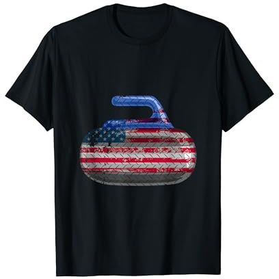 Curling USA Ice Bonspiel Winter Rock T Shirt Sweep Broom