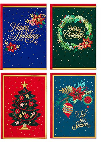 Hallmark Boxed Christmas Cards Assortment, Festive Foil (40 Cards and Envelopes)