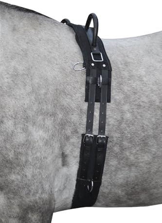 HKM Longiergurt -Canvas- mit Doppelgriff, Vollblut, schwarz
