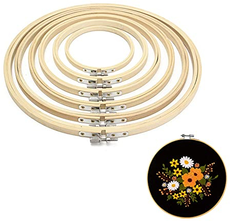 Kreuzstich Ring, Bambus Stickrahmen Set, Holz Hoop Ringe für DIY Stickerei Kunst Handwerk Nähen, 6 Stücke