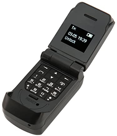 Flip-mobiltelefon för Seniorer, 0,66 Tum OLED Ultra Small Mini-telefon, Bluetooth-mobiltelefon för äldre, 64x48 32MB 64MB 300mAh. (Svart)