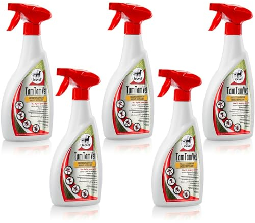 RL24 leovet - Tam Tam Vet | Insektenschutz mit Langer Wirkdauer | Bremsenspray für Pferde | Schutz vor Mücken, Bremsen & Zecken | Mückenspray für Pferde | 5 x 550 ml Sprühflasche (5er Set)