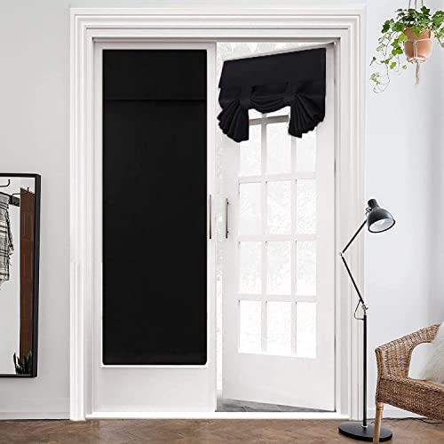 Ygann Französische Türvorhänge, Sichtschutz, Verdunkelung für Glastüren, Zuhause, Büro, 66x173cm,Schwarz,1 Panel