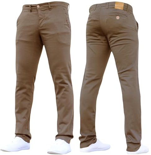 Crosshatch Mens 'Brooks' Stretch Chino Slim Fit Leg Trousers Jeans by JeanBase