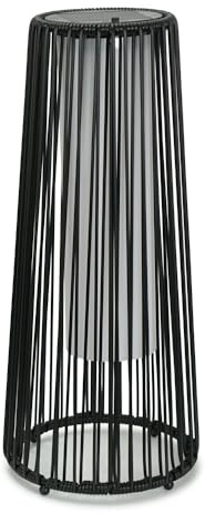 ValueLights | Small Black Rattan Solar Floor Lamp Solar Powered Outdoor Lantern Light Garden Patio Path Lighting, Warm White | Outdoor Lights, Home Décor & Improvement Essential