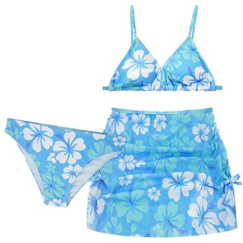 Happy Cherry - Baddräkt bebis flicka för simning strand surfing badkläder flickor bikini tankini sommar tredelat set badkläder UV-skydd bikinitopp kjol trosor - 8–15 år, Blå, 10-11 år
