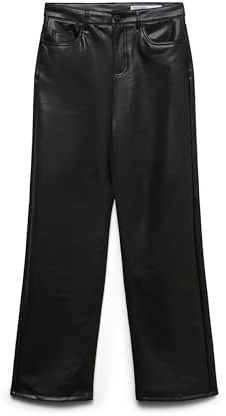 VERO MODA Pantalon en Simili-Cuir VMTESSA Taille Haute Pantalons Black 30 32 Black (US) 30 / L32
