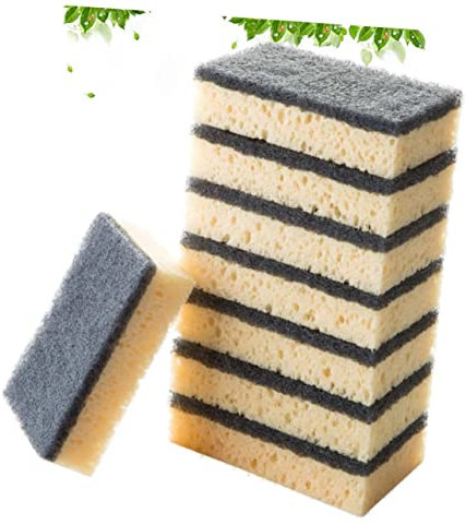 FRCOLOR 8pièces Lot de Éponges De Nettoyage Multi-usages Haute Densité sans Rayure pour Cuisine Et Salle De Bain Éponges Résistantes pour Ustensiles Et Surfaces Délicates Couleur
