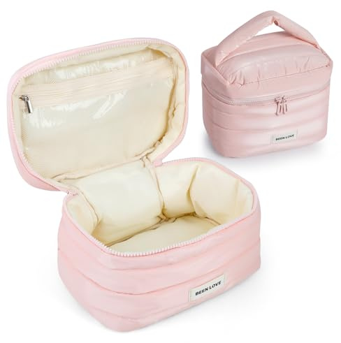 Romon Neceser Mujer,Neceser Personalizado,Organizador De Cosméticos con Asa para Uso Doméstico Y Viajes,Neceser Mujer Maquillaje,Neceser Femenino Multifuncional, 23x15.5x16.5cm, Rosa