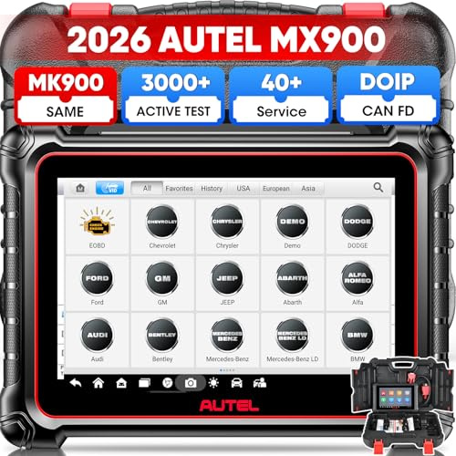 Autel MaxiCheck MX900, 2026 Valise Diagnostic Auto avec 3000+ Tests Actifs, DoIP& CAN FD, 40+ Services, Même Fonction que MK900 MK900BT, Ver Supérieure de MK808BT PRO MK808S MX808S, Tout Système, 11OS