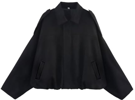Bnigung Womens Faux Suede Bomber Jacket Oversized Long Sleeve Cropped Coat