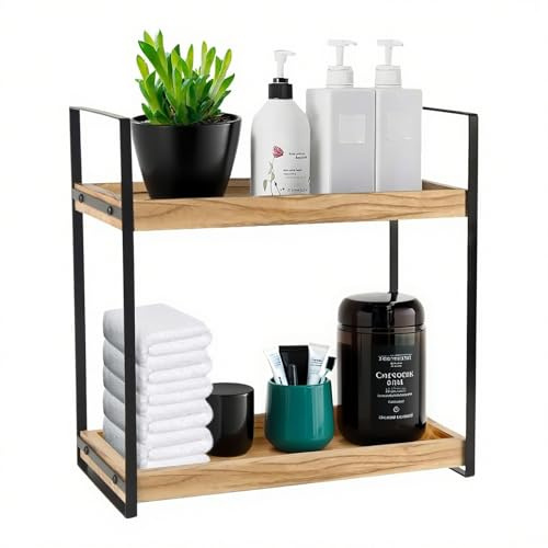 Accmuzzy Organizador de Baño, Estantería para Baño de Pie, Estrecha Estantería de Madera, Estante para Especias, Organizador de Almacenamiento para Tocador, Cocina, Accesorios de Baño (2 Niveles)
