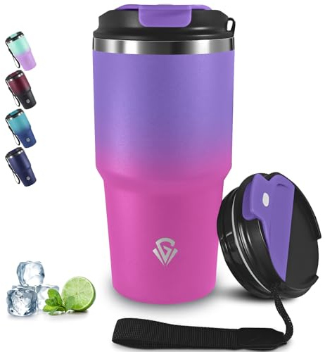 Grsta 20oz Tazza Termica, Termos Caffè Ermetica Portatile, Bicchiere Termico per Bevande Calde e Fredde, Isolata Sottovuoto In Acciaio Inox, Tumbler Termico A Prova di Perdite