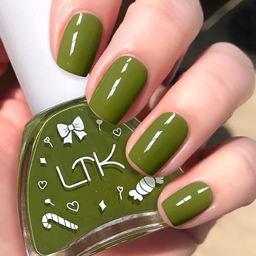 Green Nail Polish - Nail Varnish Quick Dry & Long Lasting - High Glossy Water Based Non-Toxic Green Nail Varnish - Chip Resistant Breathable Nail Polish for Women Girls DIY Manicure