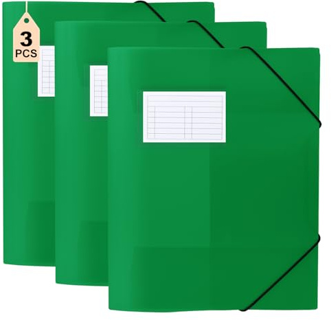 Postmappe A4 Schule Grün, Sammelmappe 3 Stück, Eckspannermappe Elastische Bandbefestigung, Schnellhefter PP-Material Robust und Langlebig, Dokumentenmappe