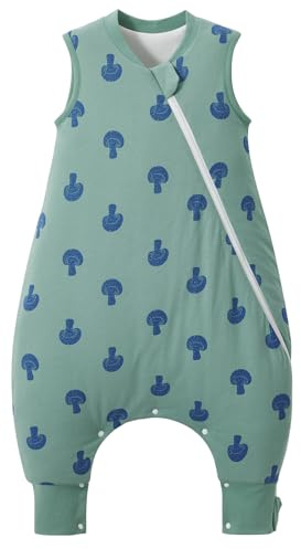 Duomiaomiao Saco de dormir para bebé de 1,5 TOG con piernas, 100 % algodón, con pies, unisex, para 1-2 años, seta