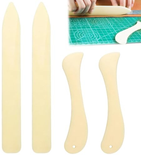 4PCS Paper Creaser Set Craft Creasing Tool Curved and Straight Bone Folders for Book Binding Stained Glass and Leather Working