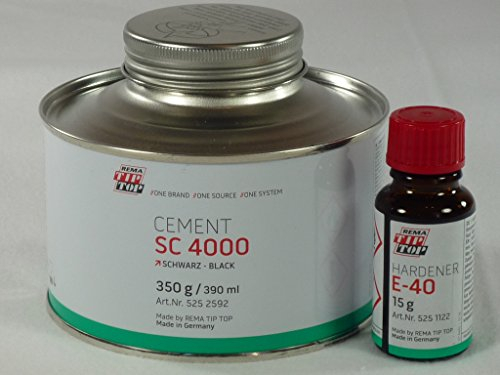 Tip Top Cement SC 4000 schwarz 350g+Härter 15g, Neoprenkleber für Taucher, für Angler, Industriekleber für Gummi, Metall, Gewebe >525259-15< Grundpreis = 163,29 Euro pro 1 KG