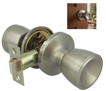 Amig - Pomello - Pomello per Porta a Sfera - Set pomelli sfera doppia maniglia serratura ingresso - Alta resistenza viti di fissaggio serratura a quadrante - 60/70 mm - Acciaio Inossidabile