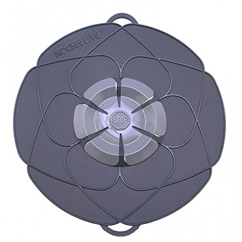 Kochblume L Ø14-24cm | Silikon Überkochschutz | Spritzschutz | Universaldeckel | Premium-Silikon | Hitzbeständig | Spülmaschinenfest | Farbe: anthrazit