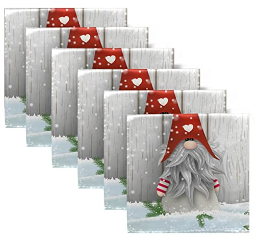 Weihnachtliche Stoffservietten, 6 Stück, Weihnachtswichtel, quadratisch, Premium-Polyester, Tischwäsche, Serviette für Dinnerpartys, Weihnachten