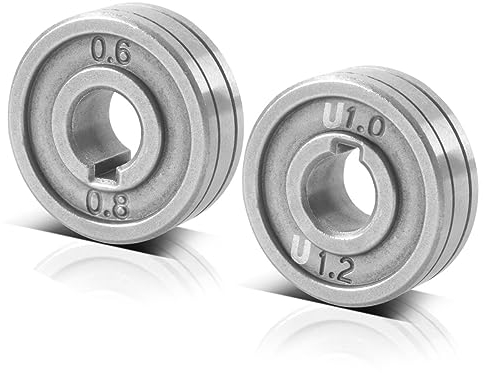 STAHLWERK Juego de 2 rodillos guía de alambre/rodillos de alimentación de alambre con perfil en V de 0,6/0,8 mm y perfil en U de 1,0/1,2 mm para soldar aluminio, alambre tubular y alambre macizo