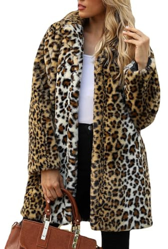TOPONSKY Faux Fur Neon Winter Dalmation Snow Coats Warm Collar 2023 Leopard M