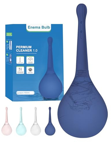 Anal Douche Enema Bulb kit - Shower Douche Anti-backflow Anal Cleaner with 5 Spray Holes enemas at Home for Men for Women Blue 150ML(Drak Bule)