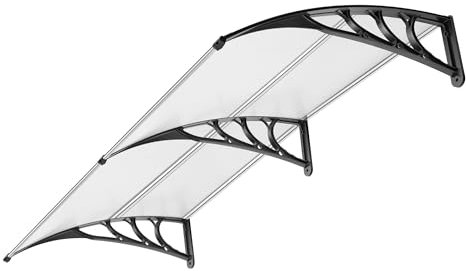 VIVOHOME Auvent de Porte et fenêtres 200x100cm Marquise de Porte Exterieur en Polycarbonate Transparent auvent en Arc pentu Protection Contre Pluie et UV pour Terrasse Balcon Patio