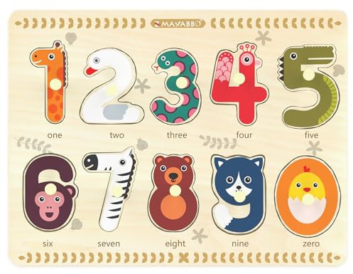 Puzzles for Toddlers 3-4, Wooden Puzzles for Toddlers, Wood Peg Puzzle for Preschool Kids, Number Learning Baby Board Toy, 1 2 3 Shape Knob Puzzle for Girls Boys 36Months and Up